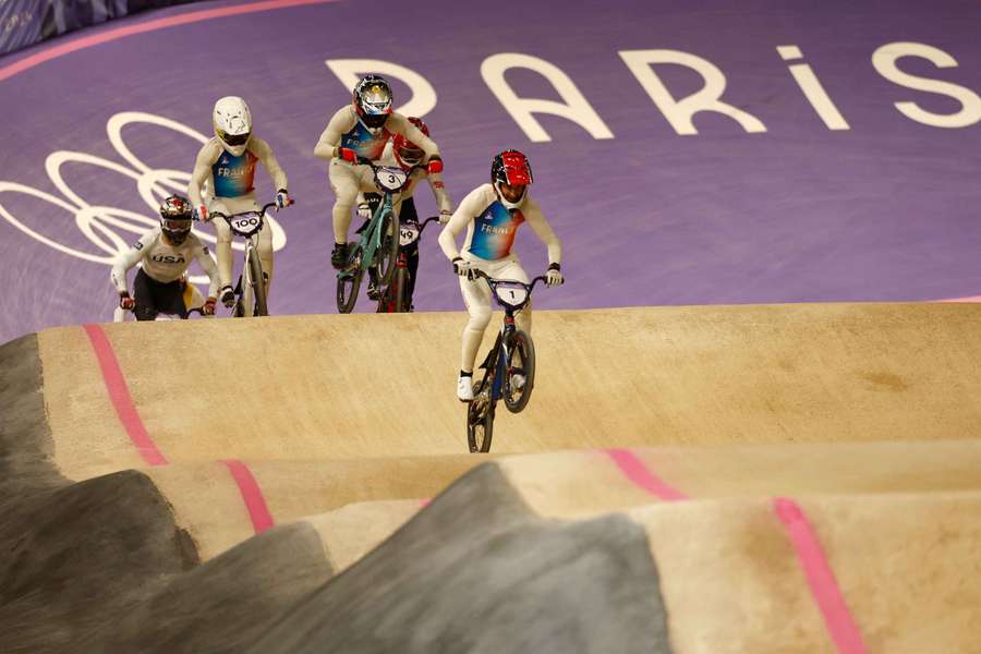 Romain Mahieu of France, Joris Daudet of France and Sylvain Andre of France in action