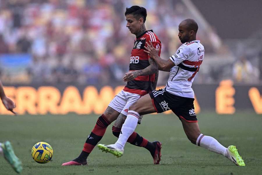 Lucas Moura durante a final da Copa do Brasil contra o Flamengo