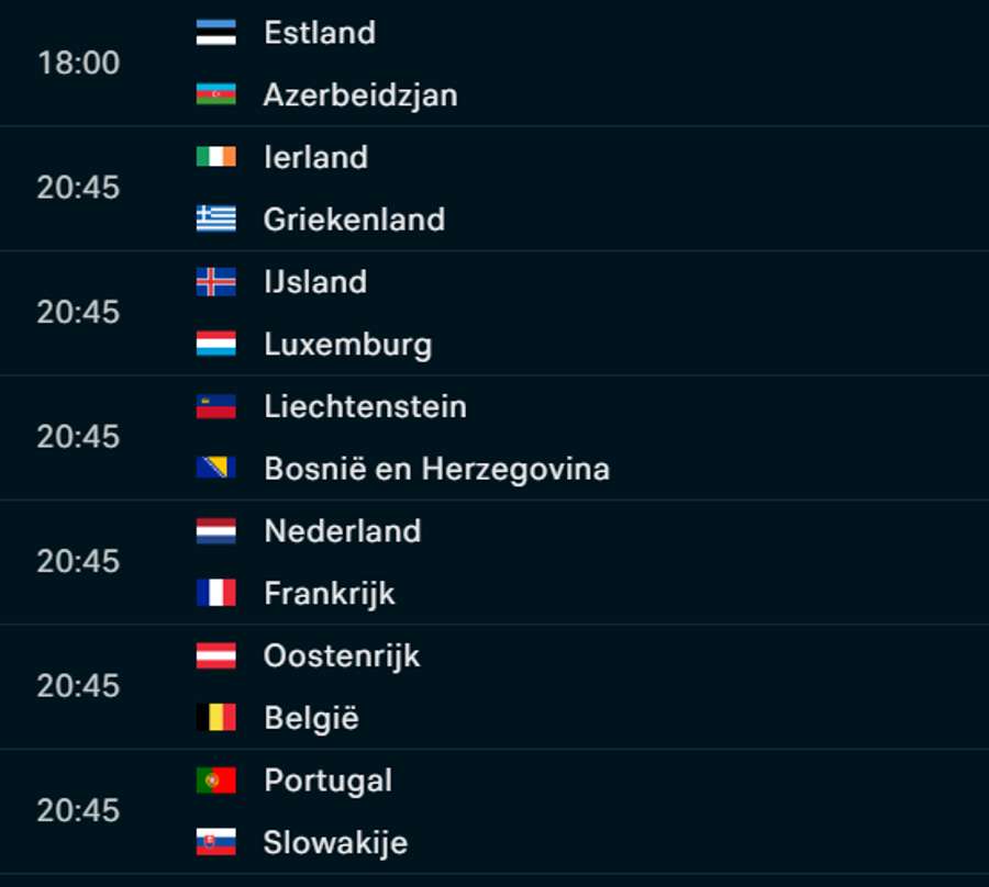 Het programma voor de EK-kwalificatieduels