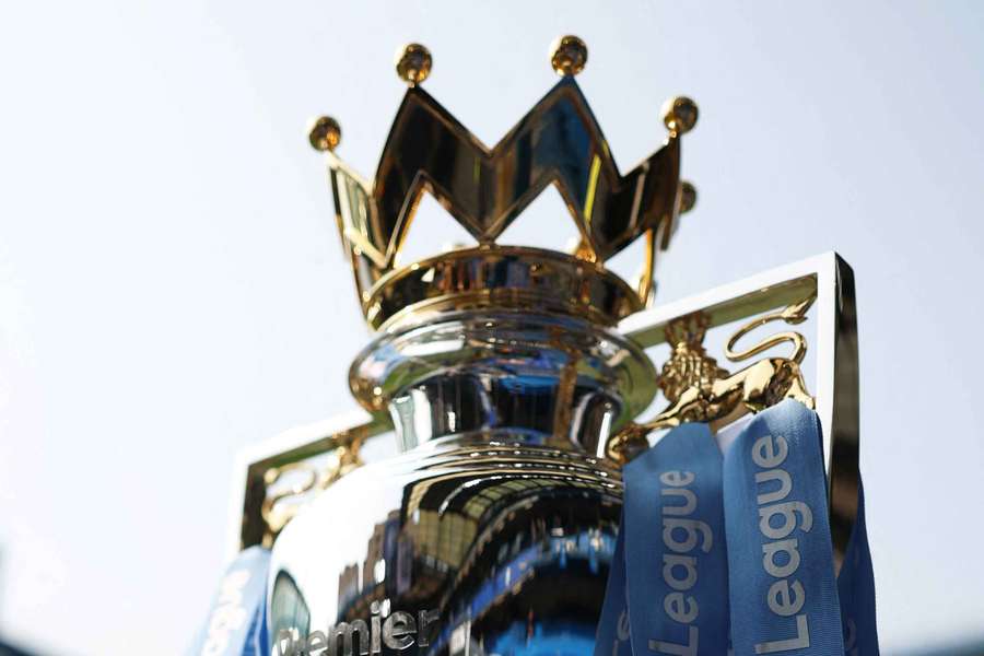 A general view of the Premier League trophy