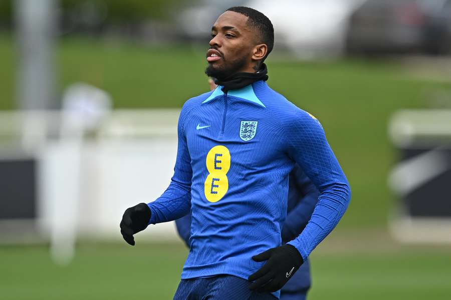 England's striker Ivan Toney attends a team training session at St George's Park in Burton-on-Trent