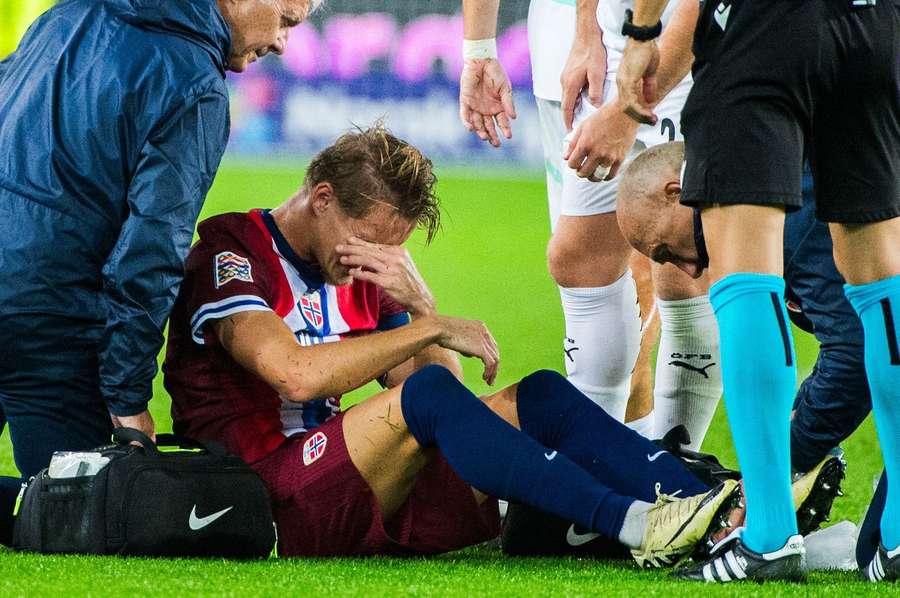 Martin Odegaard was injured during the Euro qualification match between Norway and Austria