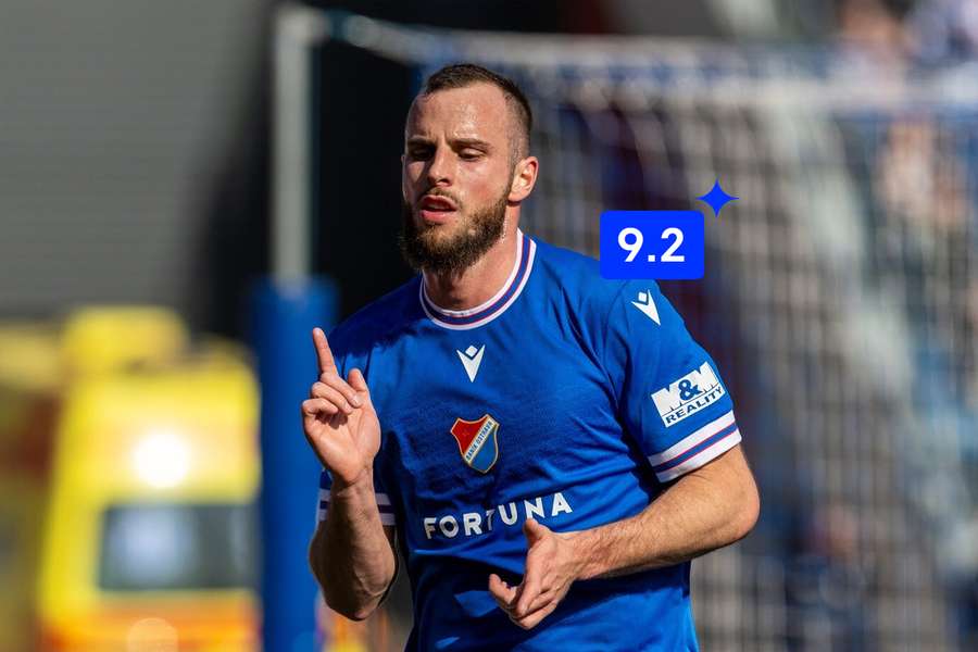 Václav Jurečka slaví vstřelený gól proti Zlínu