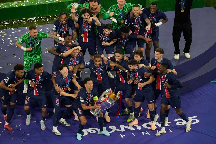 PSG celebrate winning the Champions League