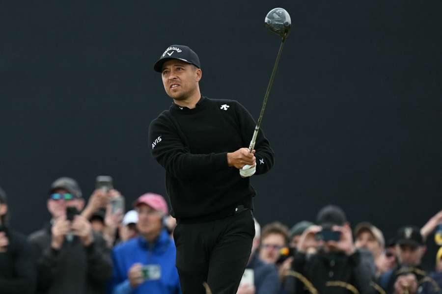 Xander Schauffele takes a shot on the final day of The Open