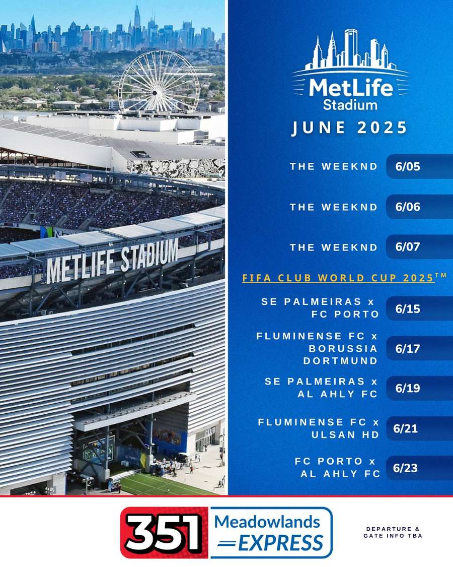Agenda do MetLife Stadium até o início da disputa da Copa do Mundo de Clubes Agenda do MetLife Stadium até o início da disputa da Copa do Mundo de Clubes