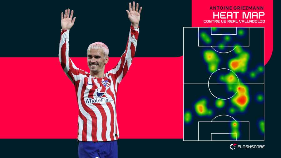 La heat map de Griezmann contre Valladolid (le 30 avril).