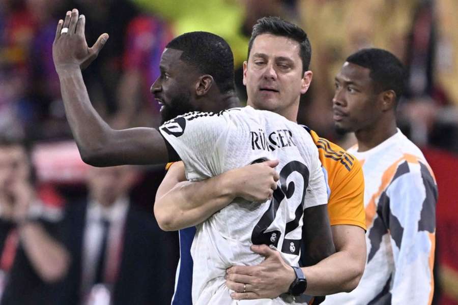 Antonio Rudiger had to be held back towards the end of the Copa del Rey final against Barcelona
