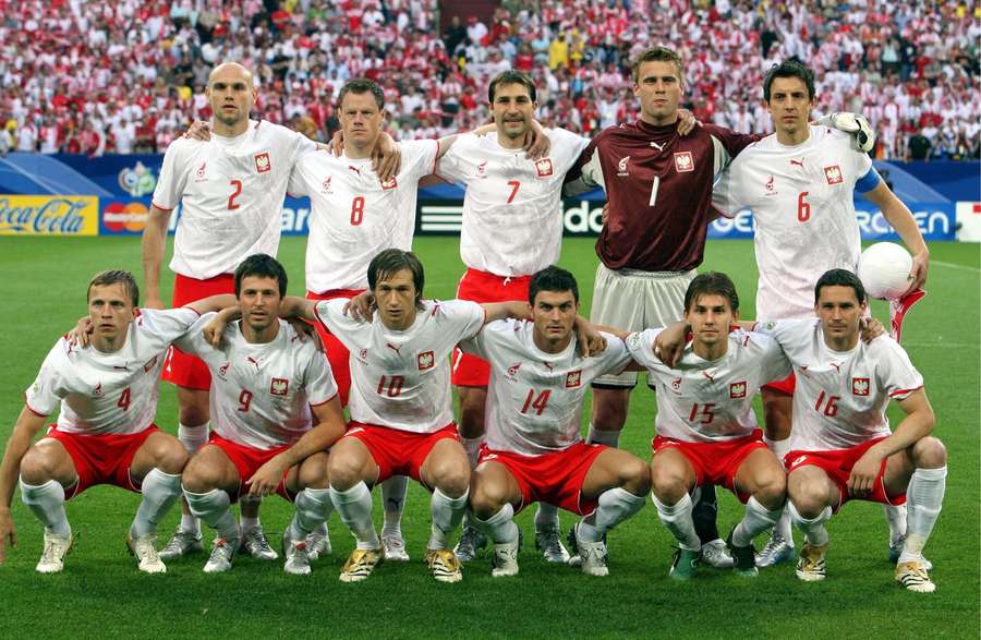 Reprezentacja Polski przed meczem grupy A Mistrzostw Świata FIFA 2006 z Ekwadorem w Gelsenkirchen, w piątek, 9 czerwca 2006 r.
