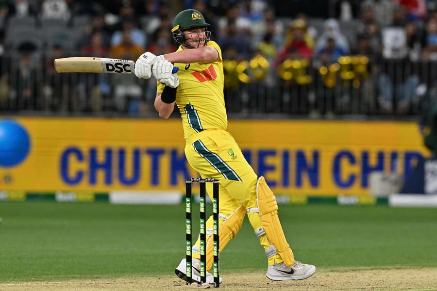 Matt Renshaw in action for Australia during the first ODI against India in Perth.