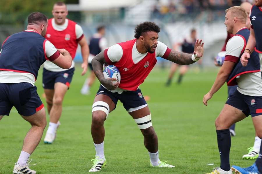 England lock Courtney Lawes takes part in a training session ahead of their opening World Cup match with Argentina