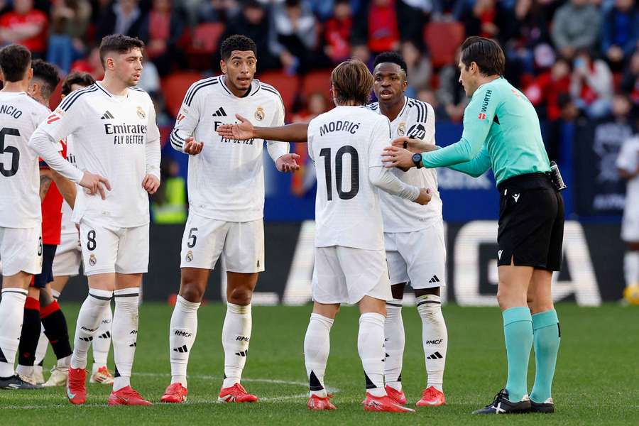 Jude Bellingham and Real Madrid's players react to the decision