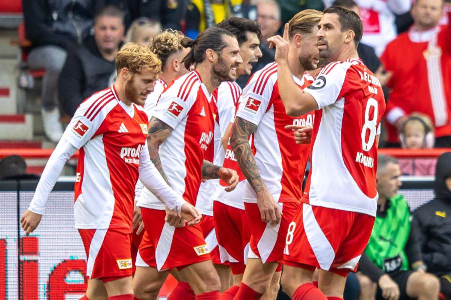 Union Berlin players celebrate goal