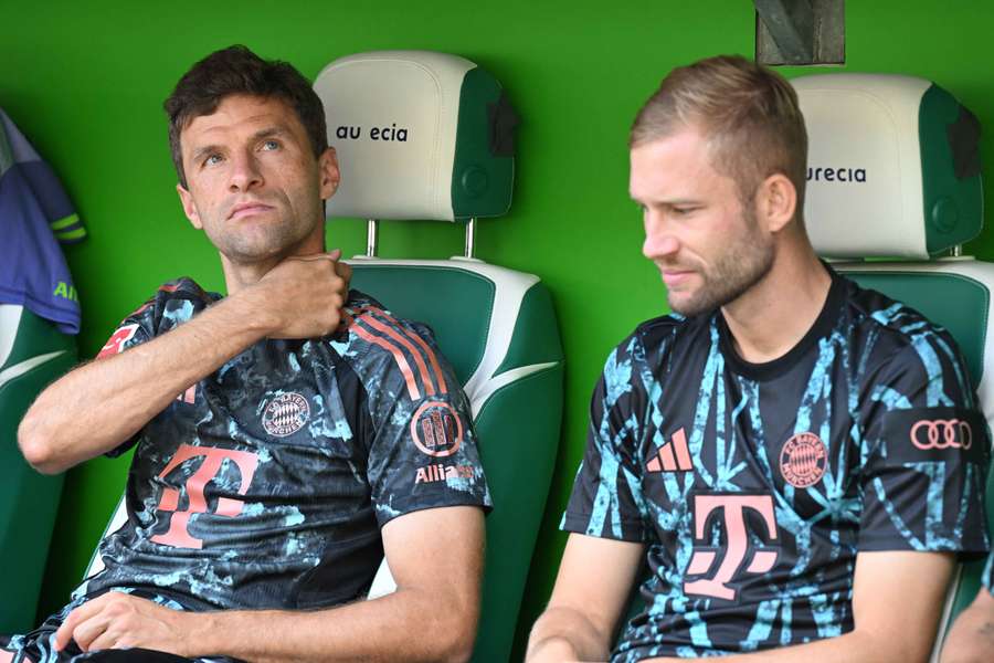 Thomas Muller on the bench before his record appearance