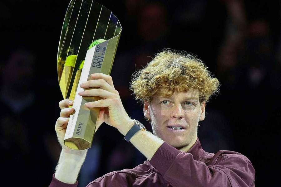 Jannik Sinner celebrates with the Vienna Open trophy Jannik Sinner celebrates with the Vienna Open trophy
