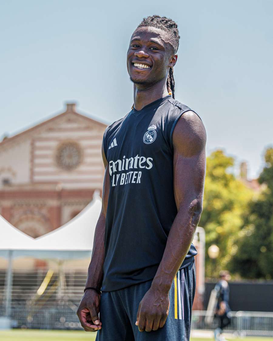 Camavinga durante treino do Real Madrid nos Estados Unidos