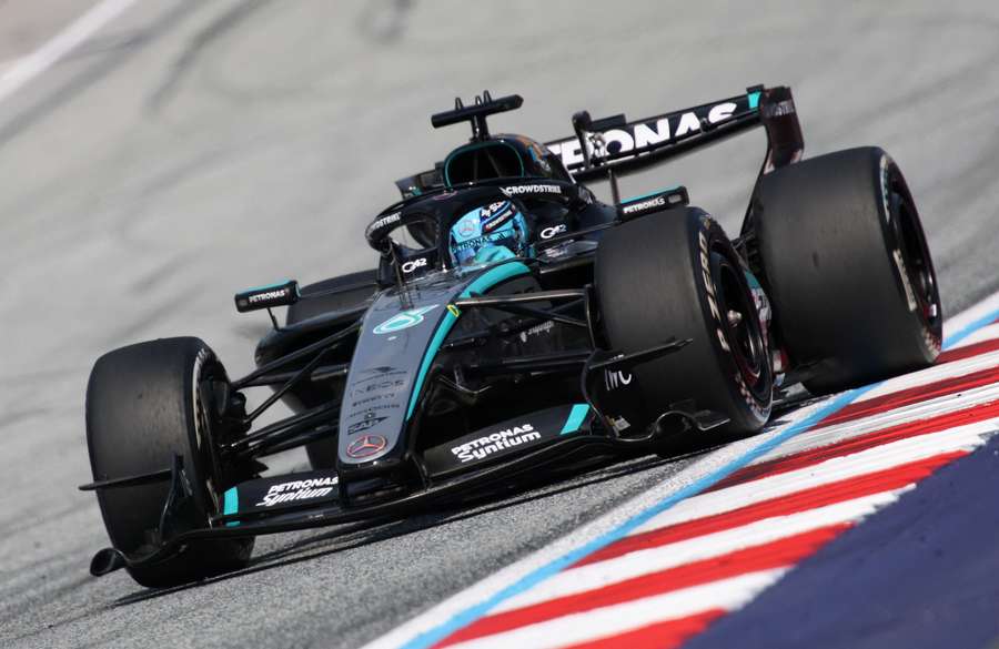 Russell's Mercedes on the track Russell's Mercedes on the track