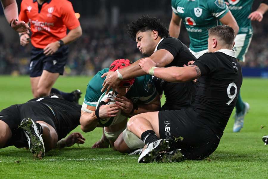 Ireland's Josh van der Flier burrows over the line to score against New Zealand last year. Ireland's Josh van der Flier burrows over the line to score against New Zealand last year.