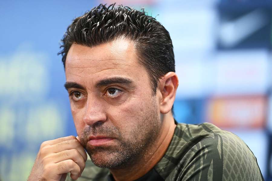 Xavi en conférence de presse ce samedi. 