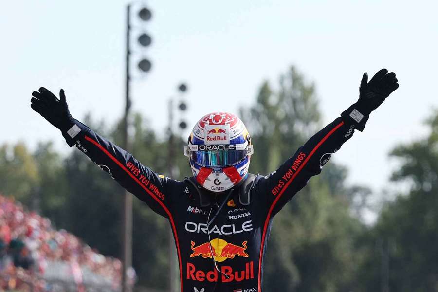 Red Bull's Max Verstappen celebrates winning the Italian Grand Prix