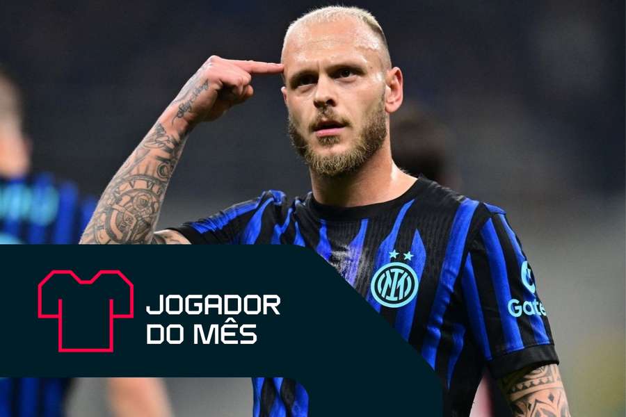Federico Dimarco durante o mais recente jogo do Inter contra o Génova