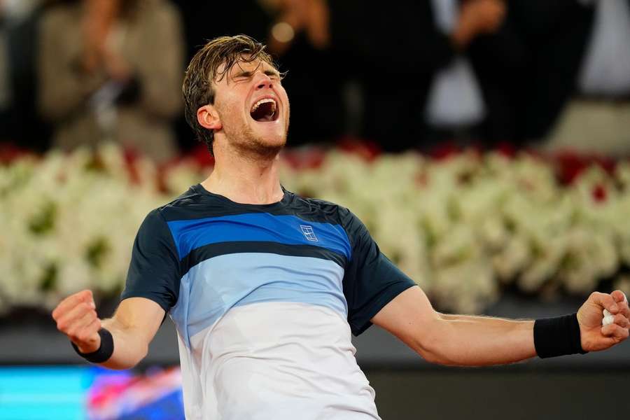 Jack Draper celebrates his win over Lorenzo Musetti