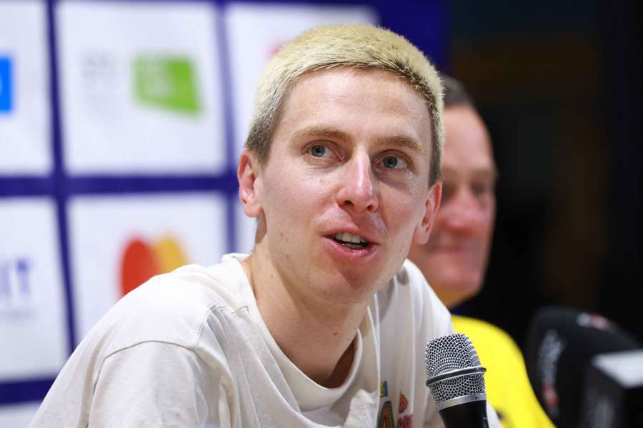 Tour de France champion UAE Team Emirates XRG's Tadej Pogacar during the press conference Tour de France champion UAE Team Emirates XRG's Tadej Pogacar during the press conference