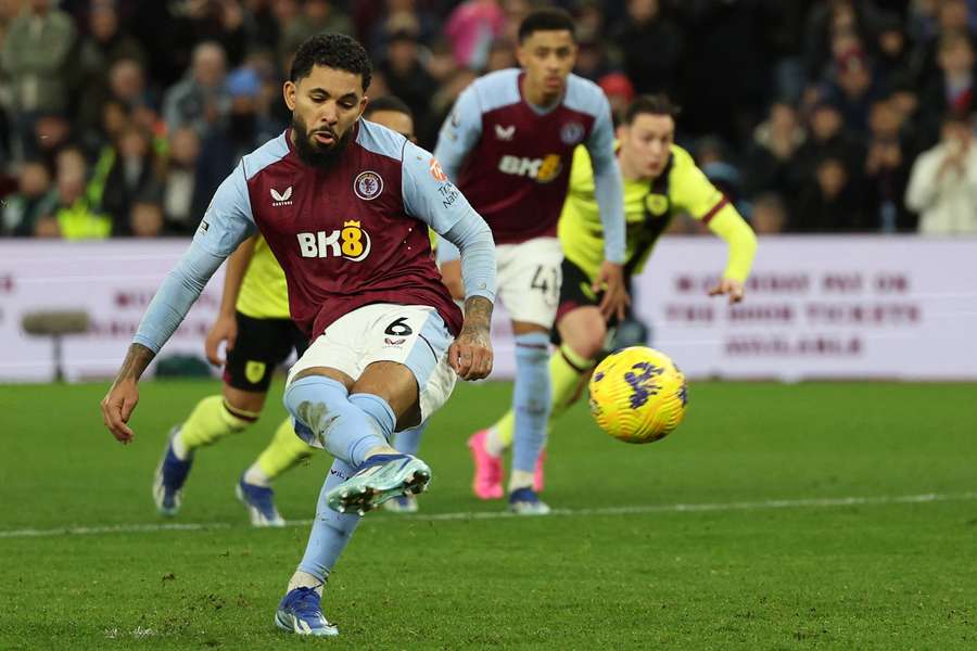 Douglas Luiz scores Aston Villa's winning goal from the penalty spot in the 89th minute