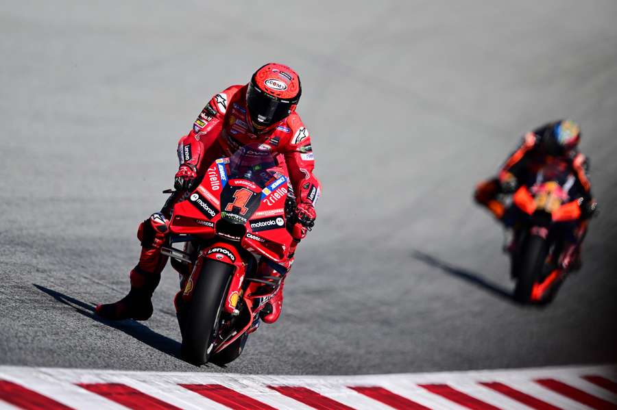 Bagnaia races round the track in Austria