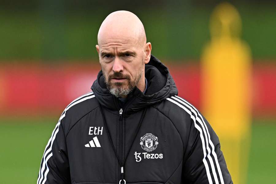 Erik ten Hag looks on at training