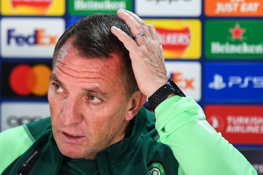 Brendan Rodgers speaks during a press conference ahead of Celtic's match against Atletico Madrid