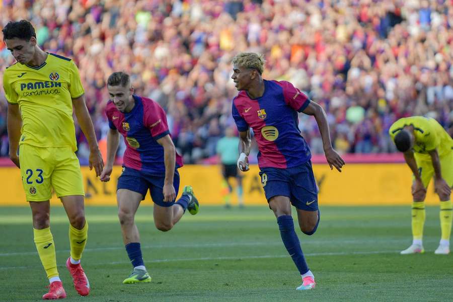 Lamine Yamal, tras hacer el 1-1