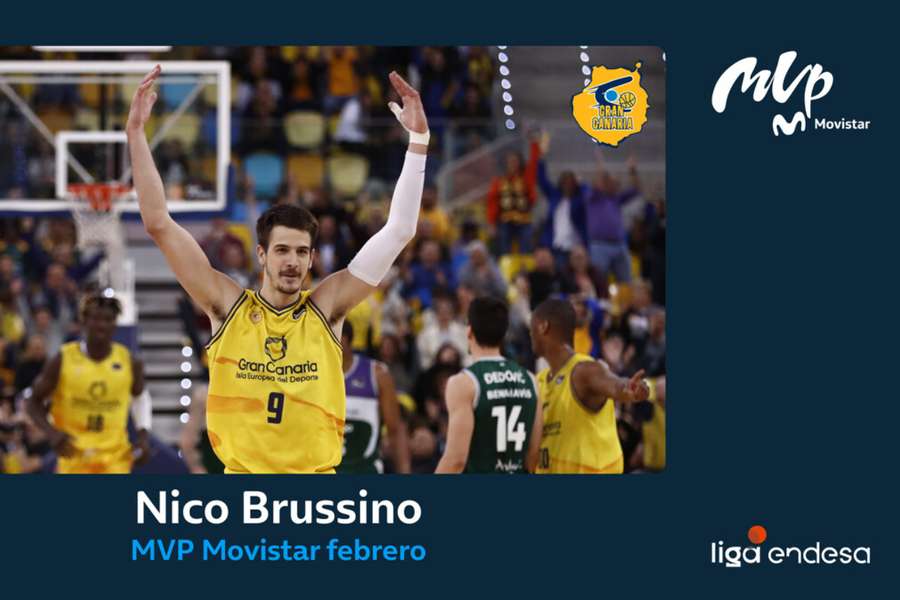 El alero del Gran Canaria Nico Brussino, MVP de febrero en la Liga Endesa