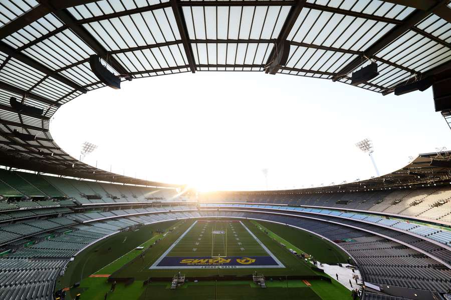 The 100,000-capacity Melbourne Cricket Ground on the morning before its NFL debut. The 100,000-capacity Melbourne Cricket Ground on the morning before its NFL debut.