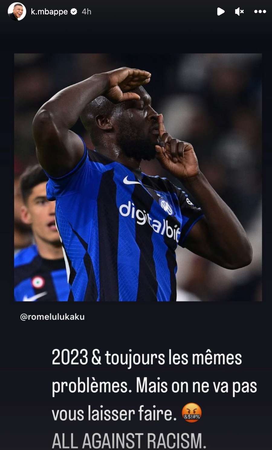 Story no Instagram de Mbappé