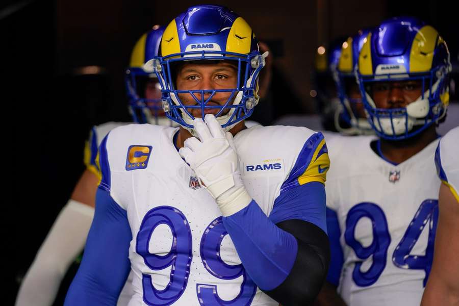 Aaron Donald walks out to the field to face the New York Giants in 2023 Aaron Donald walks out to the field to face the New York Giants in 2023