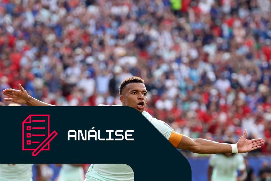 Kylian Mbappé celebra o golo frente a Marrocos Kylian Mbappé celebra o golo frente a Marrocos