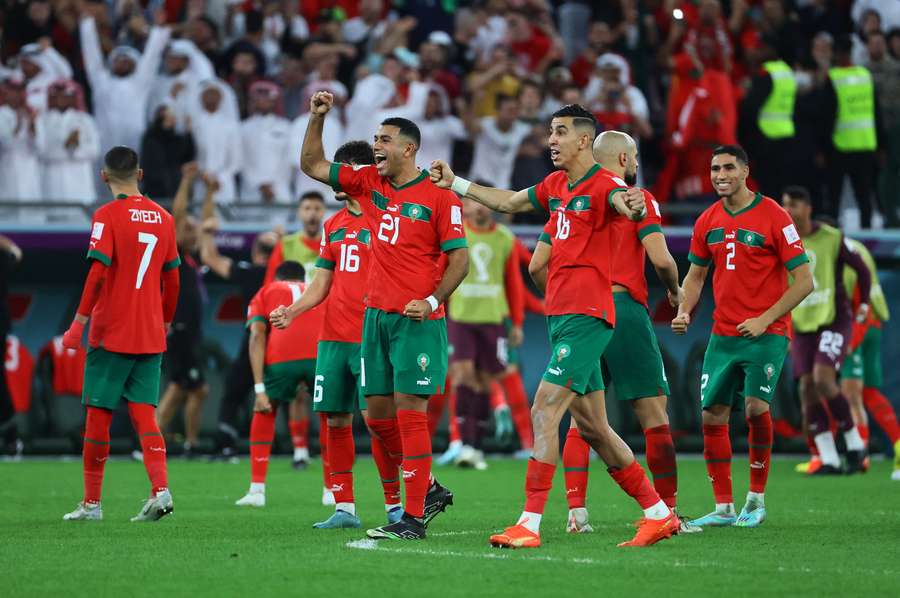 Morocco's stars of 2022 celebrate their victory over Spain