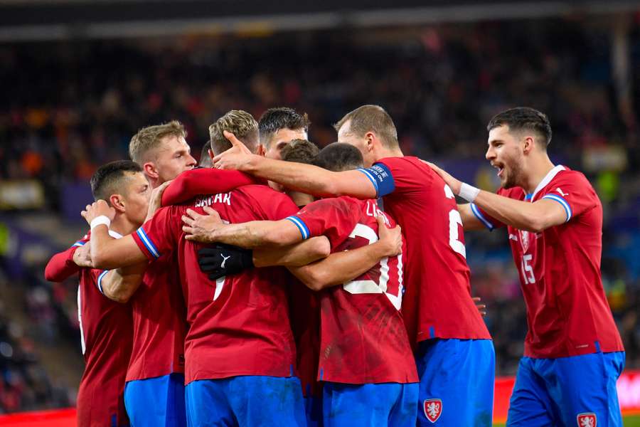 Cehia sărbătorește golul victoriei reușit de Antonin Barak