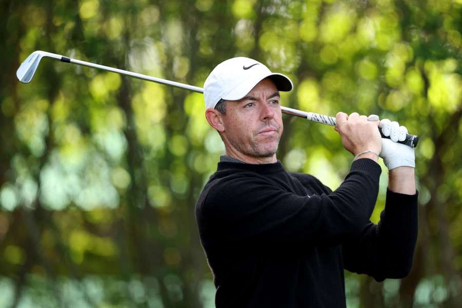 Rory McIlroy plays his shot from the third tee during the Pro Am event prior to the Truist Championship 