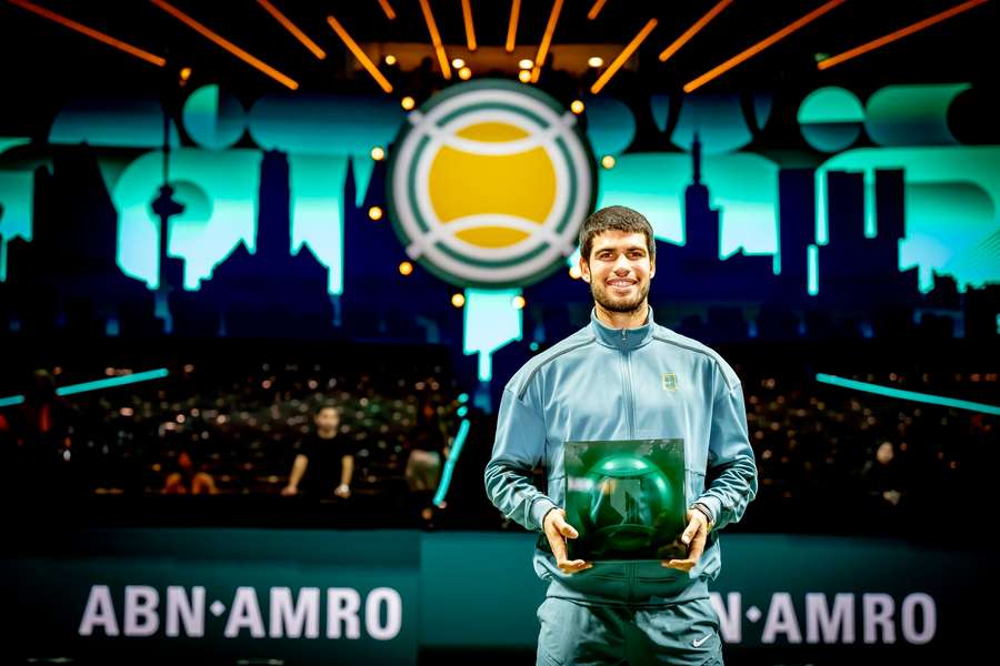 Alcaraz with his Rotterdam trophy Alcaraz with his Rotterdam trophy