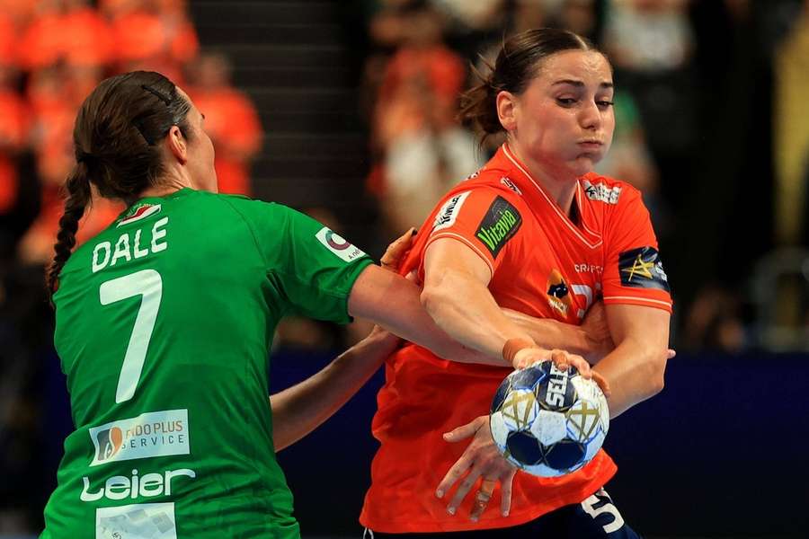 Odense and Györ in action during the women's Champions League final