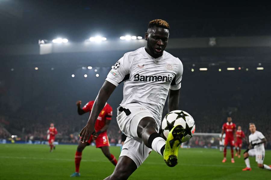 Boniface avec Leverkusen contre Liverpool.