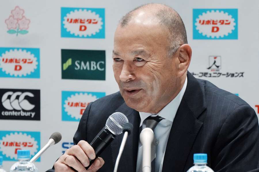 Japan head coach Eddie Jones speaks to the media. 