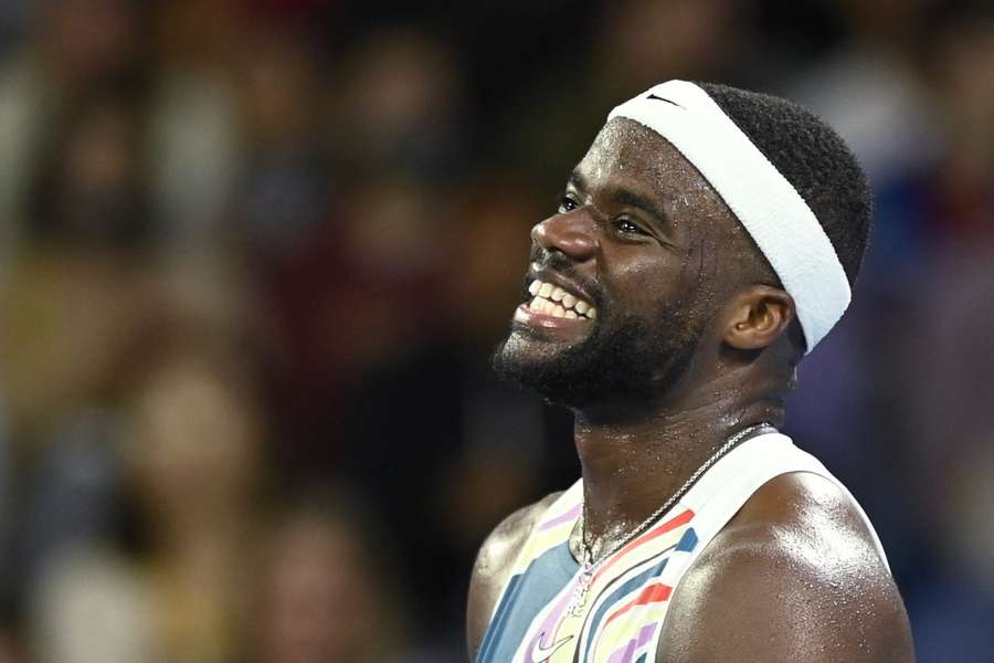 Frances Tiafoe celebrates his win