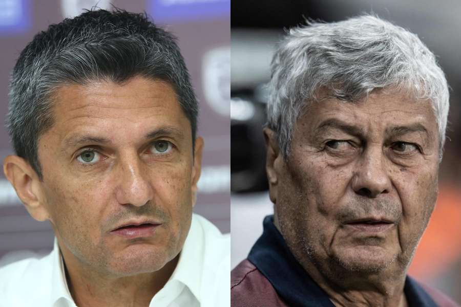 Răzvan Lucescu (stânga - antrenorul lui PAOK Salonic) și Mircea Lucescu (Dinamo Kiev)