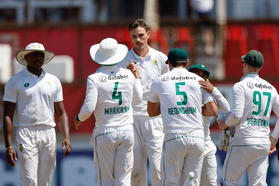 South African players celebrate their win