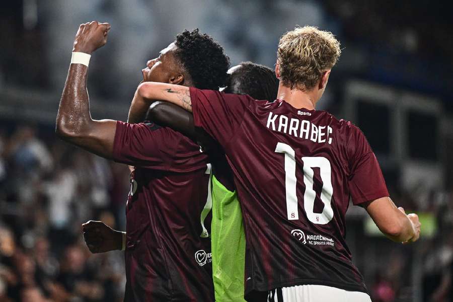 Sparta players celebrate taking the lead Sparta players celebrate taking the lead