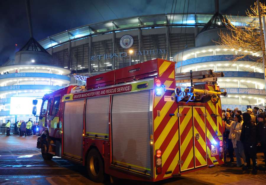 A fire engine was quick to arrive at the stadium