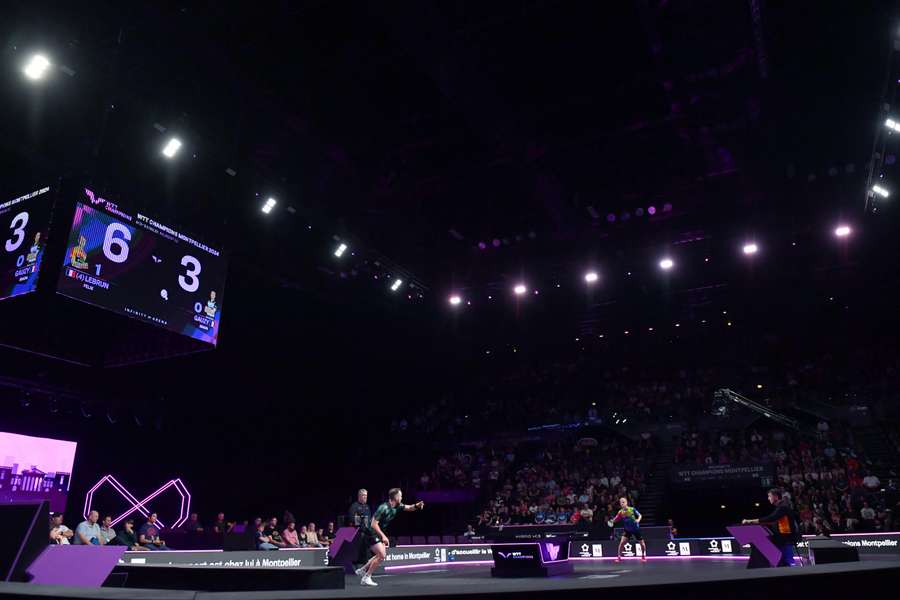 Simon Gauzy face à Félix Lebrun à Montpellier le 23 octobre 2024. Simon Gauzy face à Félix Lebrun à Montpellier le 23 octobre 2024.